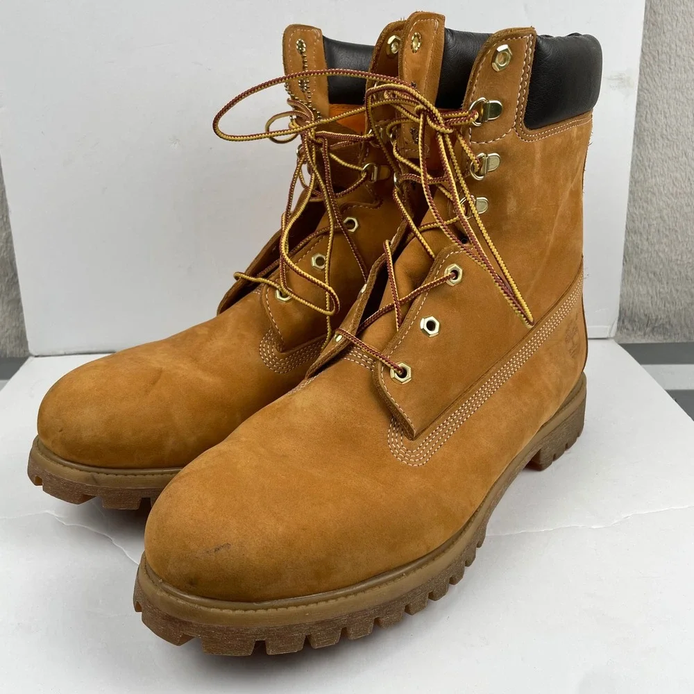 Timberland Boots Beige Premium Work Timbs Tan Beige Leather - Mens Size 13